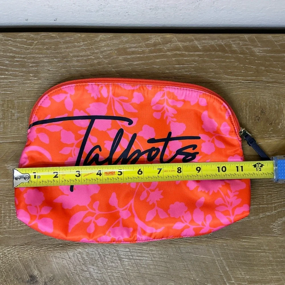 Talbots Pink & Orange Floral Makeup Bag with Script Logo